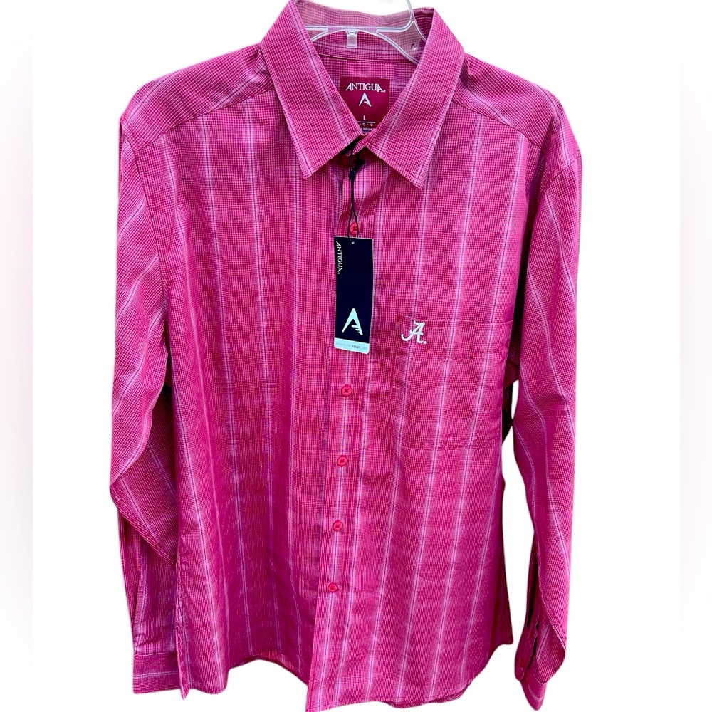 NWT Antigua long sleeve Alabama button down men’s shirt size Large/Crimson Tide